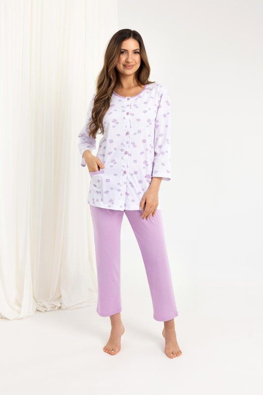 Pyžamo Regina 723 7/8 2XL-3XL Z25/26 dámské rozepínací modrá XXL