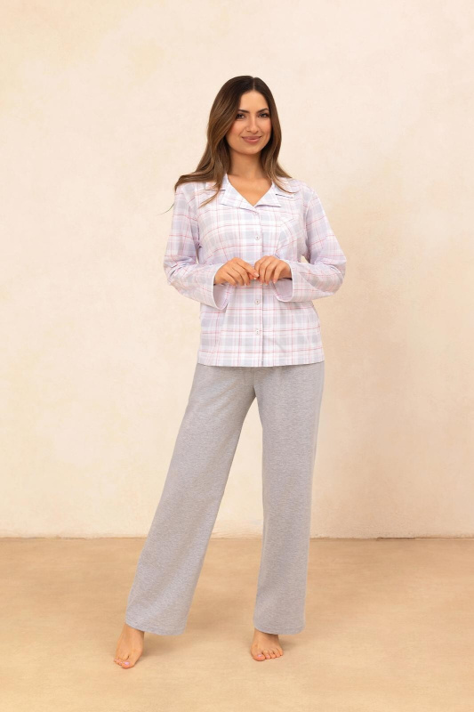 Pyžamo Regina 727 dlouhé/r S-XL Z25/26 dámské rozepínací modrá S