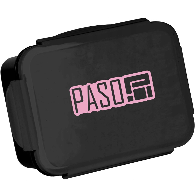 Lunch box PASO Basic 650 ml, černý s růžovým logem