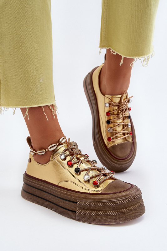 Dámské Tenisky na platformě GOE Zlaté Velikost: 37