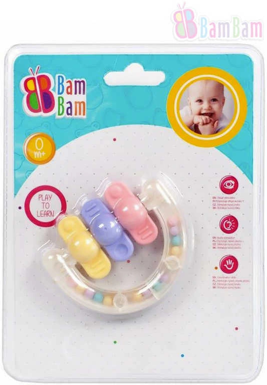 Bam Bam chrastítko s kousátkem tvary - 1 kus
