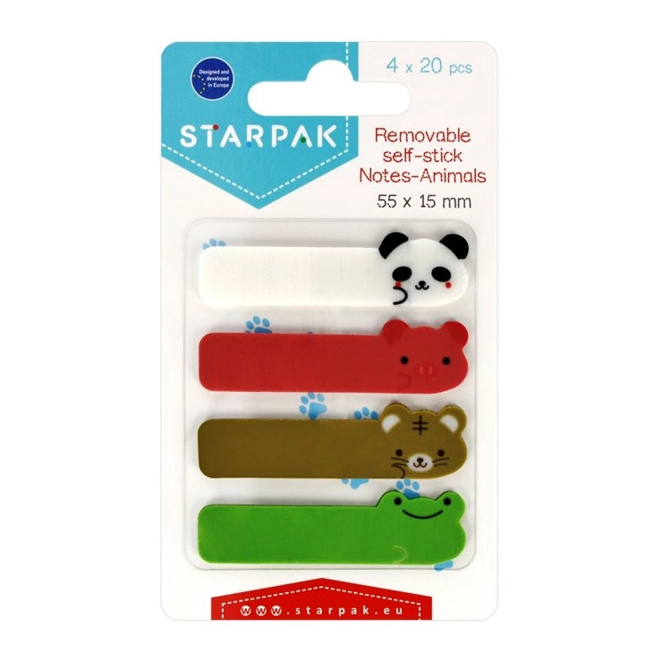 Zvířecí indexové záložky samolepicí, 4 barvy