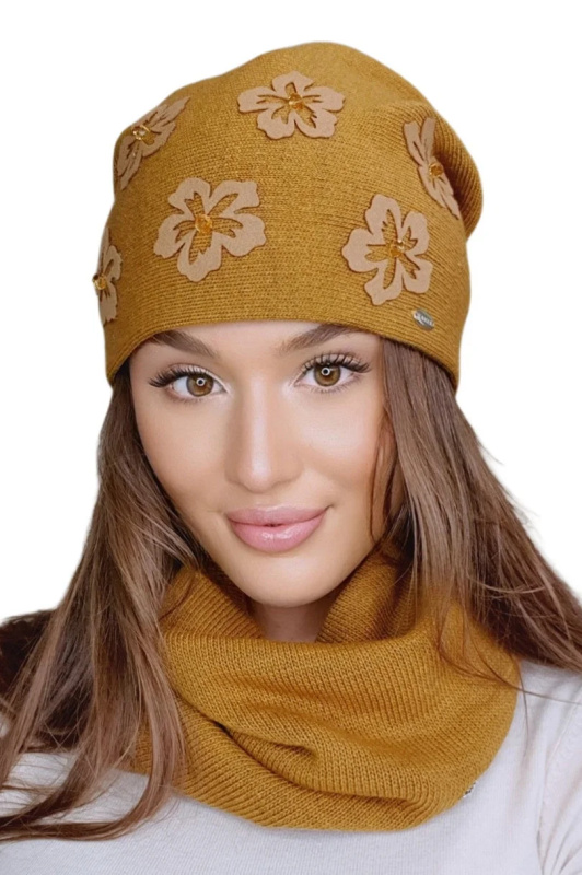 Dámská čepice NAILA MUSTARD 48 Univerzální