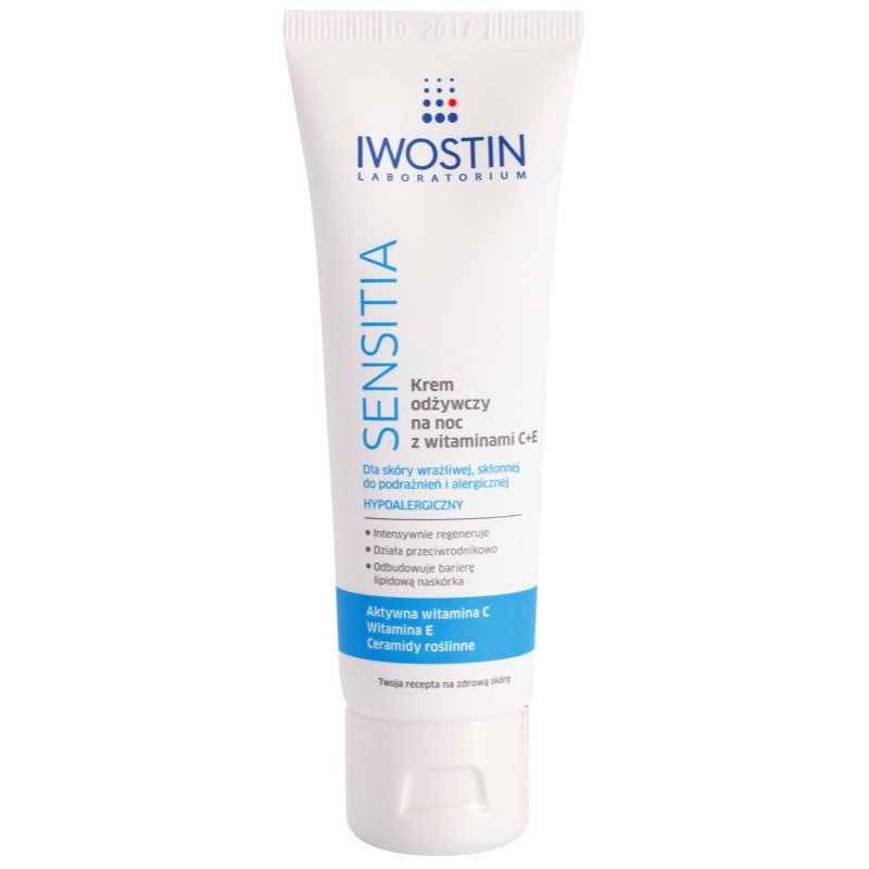 Iwostin Sensitia výživný noční krém s vitamíny C a E pro suchou pleť 50 ml