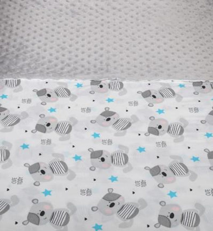 Tomi Povlečení K2 minky Teddy - šedé teddy modrý