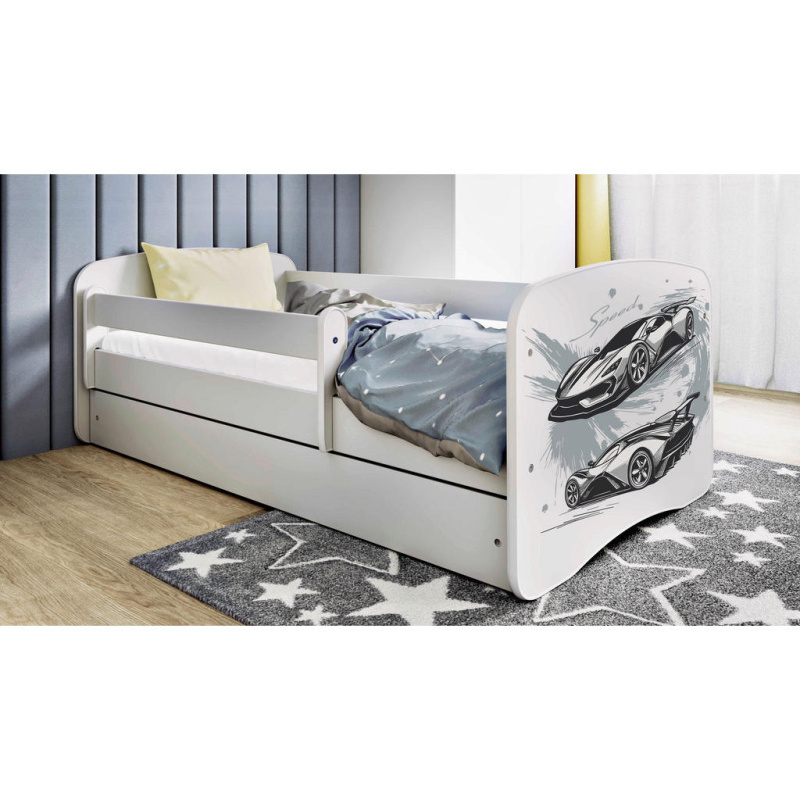 Dětská postel Babydreams+SZ+M bílá 80x160 auto