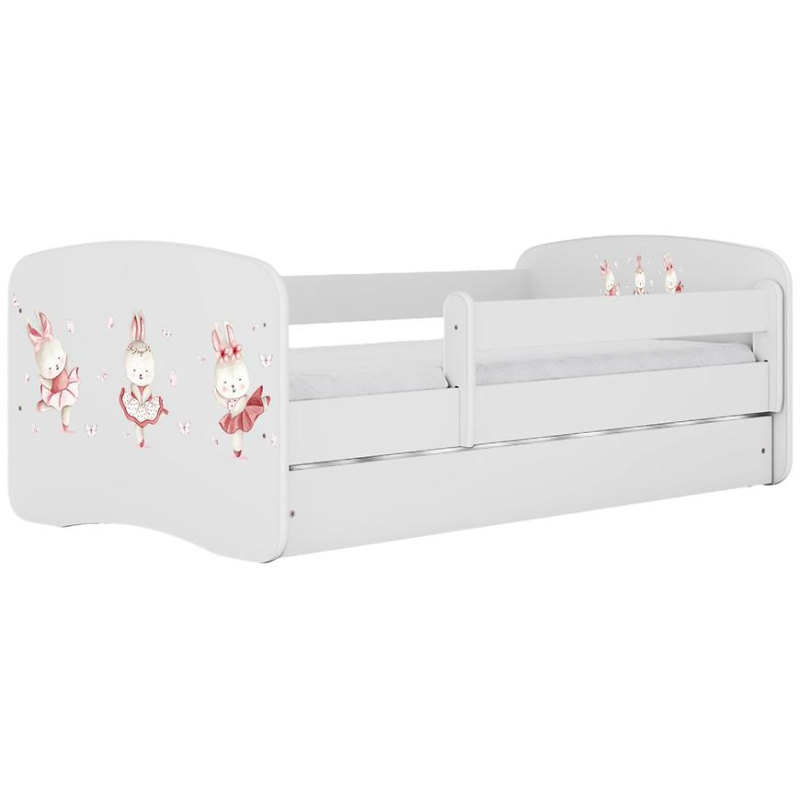 Dětská postel Babydreams+SZ+M bílá 80x180 Tančící králíčci