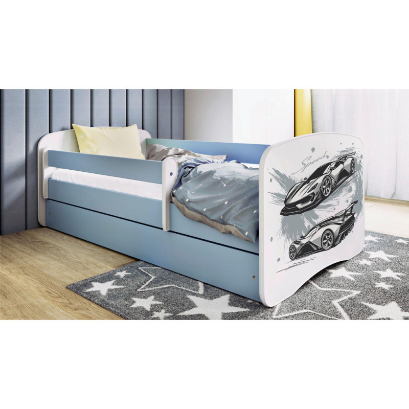 Dětská postel Babydreams+SZ+M modrá 80x160 auto