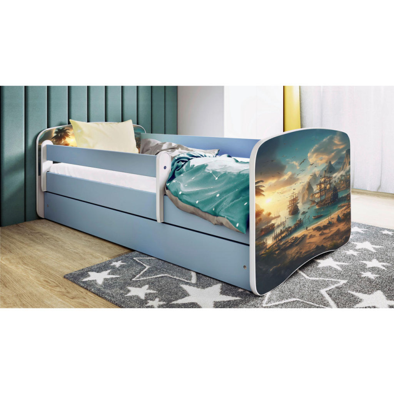 Dětská postel Babydreams+SZ+M modrá 80x160 Loď