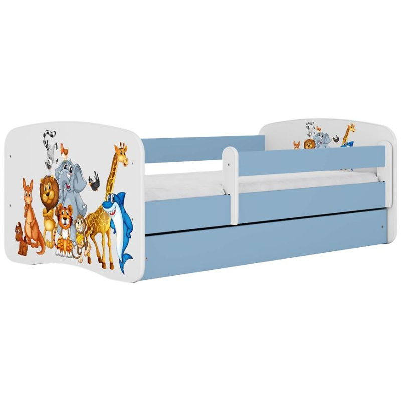 Dětská postel Babydreams+SZ+M modrá 80x160 Zvířátka