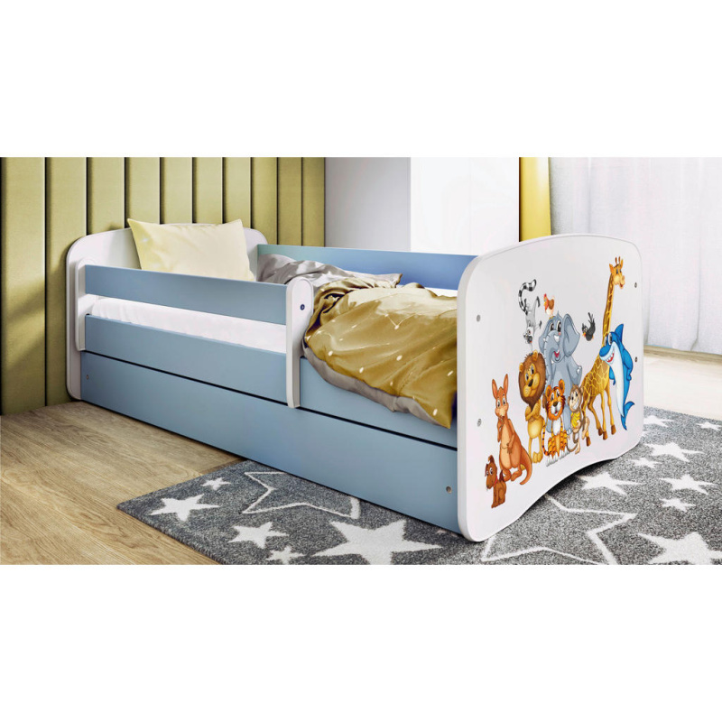 Dětská postel Babydreams+SZ+M modrá 80x160 Zvířátka