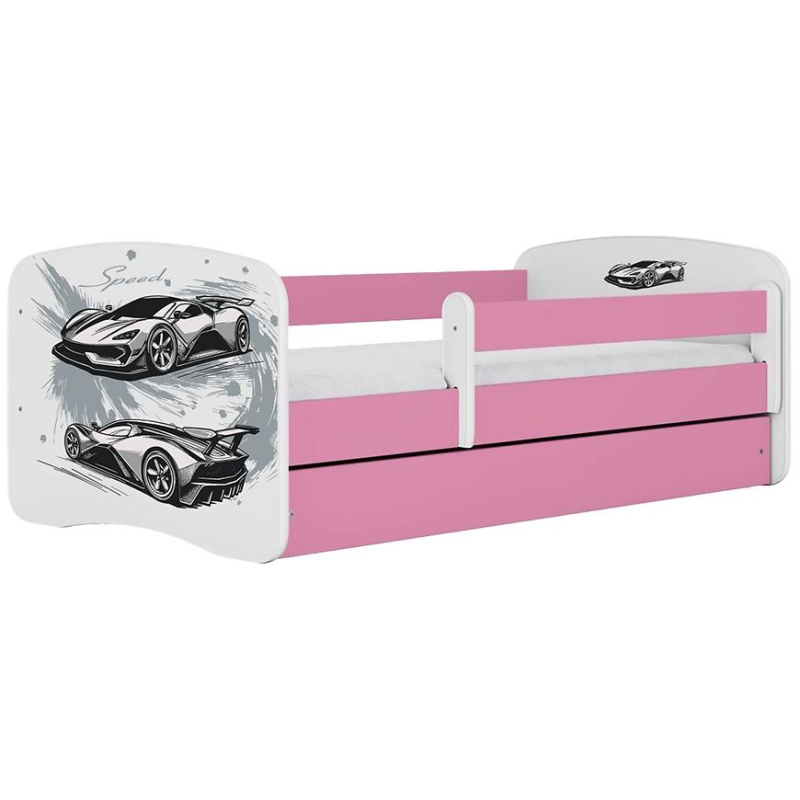 Dětská postel Babydreams+SZ+M růžová 80x180 auto