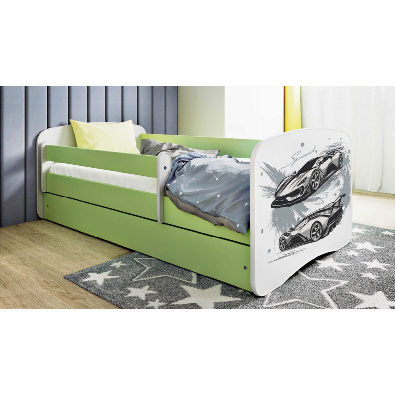 Dětská postel Babydreams+SZ+M zelená 80x160 auto