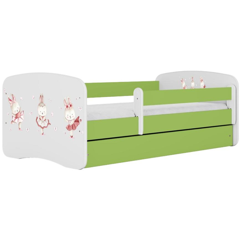 Dětská postel Babydreams+SZ+M zelená 80x180 Tančící králíčci