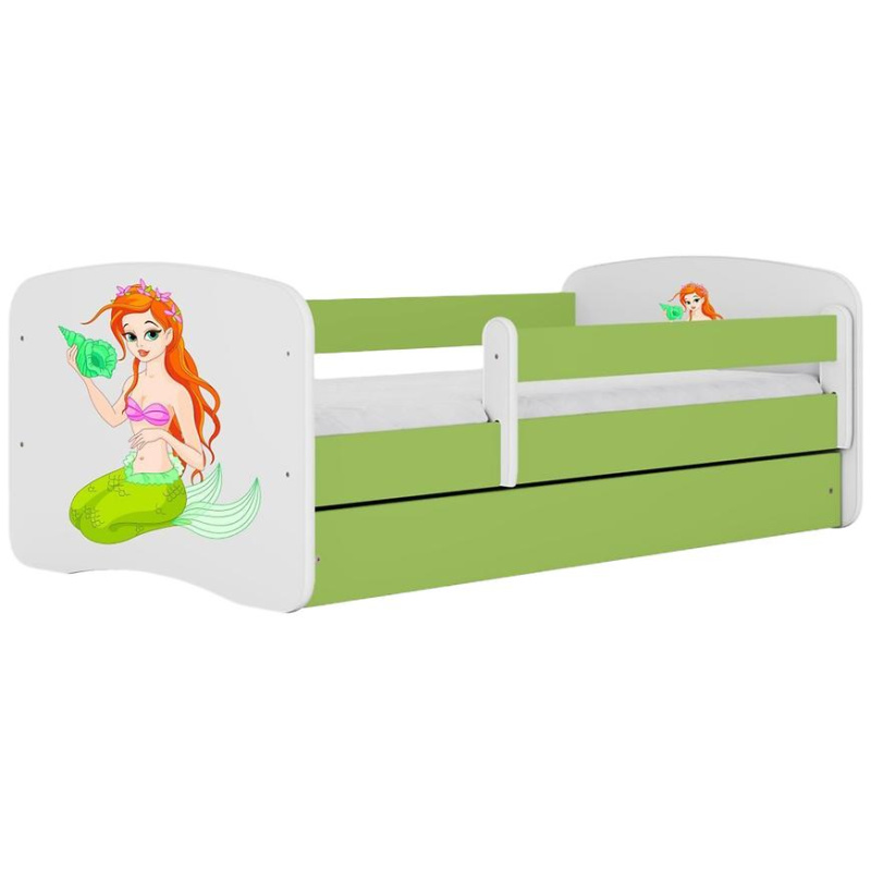 Dětská postel Babydreams+SZ+M zelená 70x140 Mořská panna