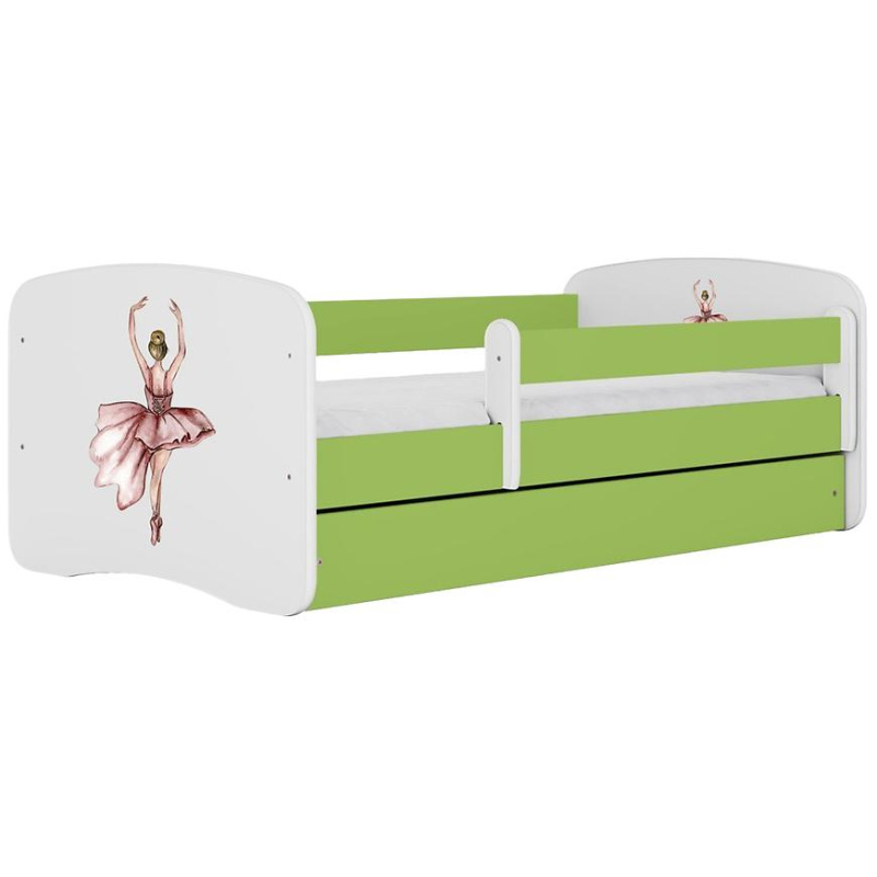 Dětská postel Babydreams+SZ+M zelená 80x180 Balerína