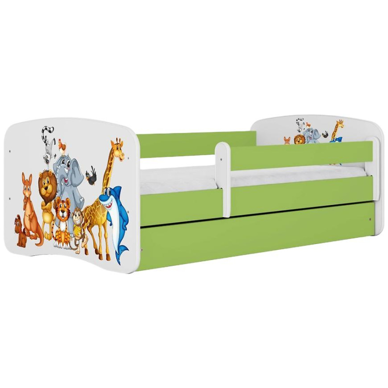 Dětská postel Babydreams+SZ+M zelená 80x180 Zvířátka
