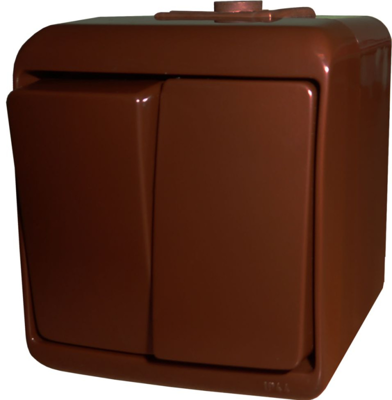 Vypínač dvojitý n/o hnědý 4WHE-2