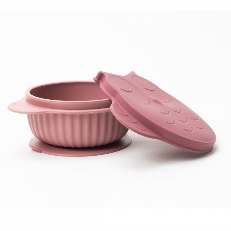 innoGIO GIOfresh Owl silikonová miska s víčkem Pink 380 ml