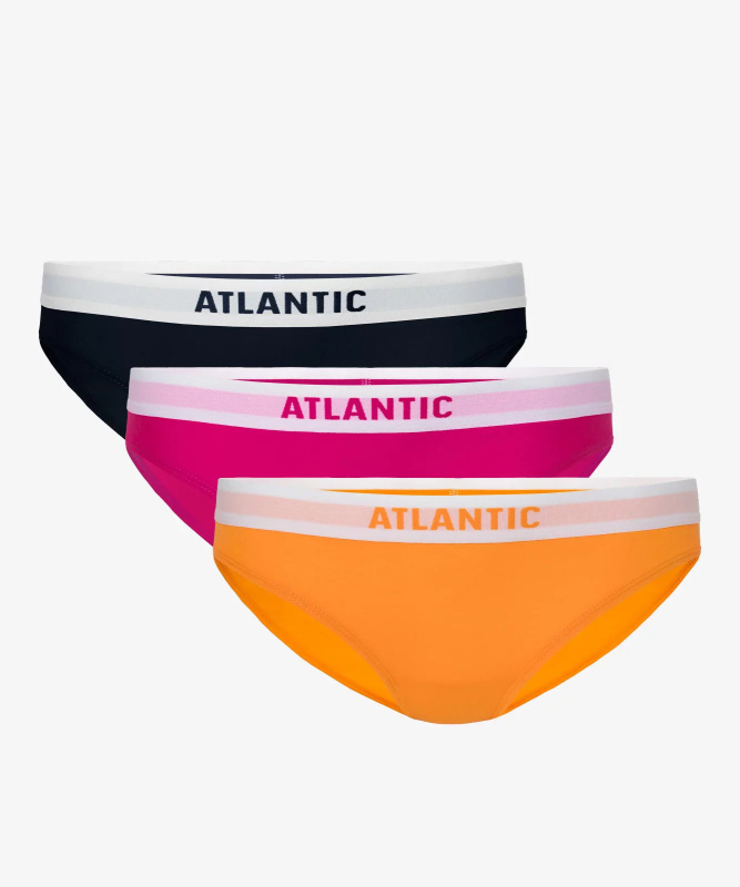 Dámské kalhotky Bikini ATLANTIC 3Pack - tmavě modrá, růžová, oranžová Velikost: XL