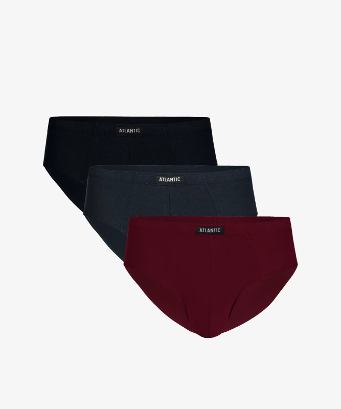 Klasické pánské slipy ATLANTIC 3Pack - černé/šedé/vínové Velikost: M
