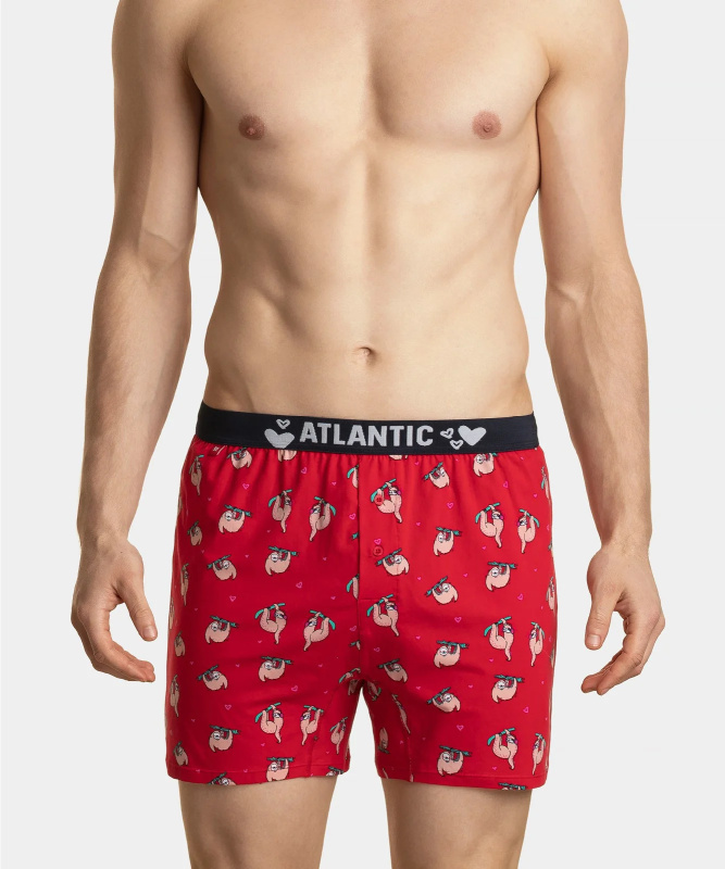 Boxerky Atlantic 2GMB-003 A'2 S-2XL červeno-zelená XL