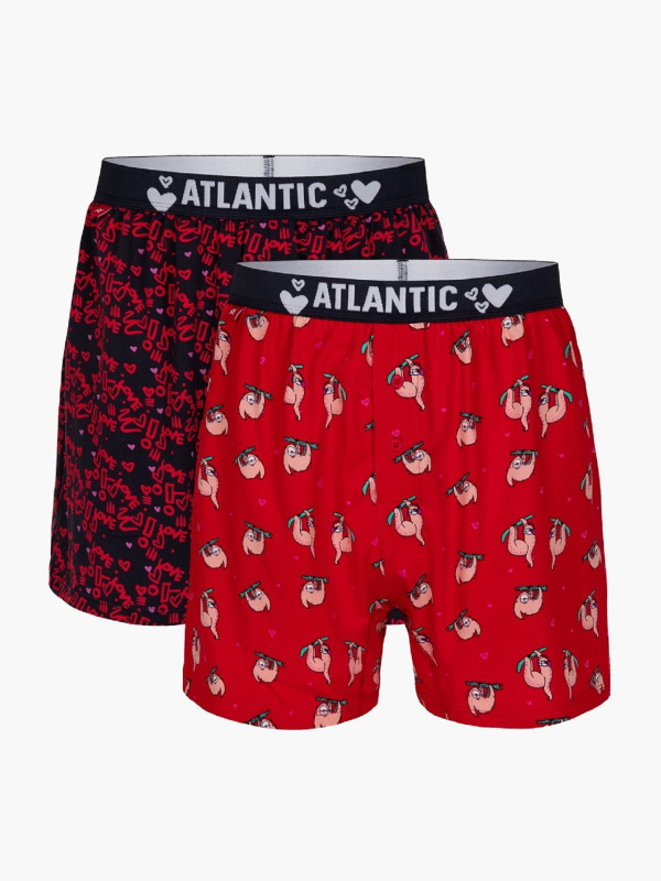Boxerky Atlantic 2GMB-003 A'2 S-2XL červeno-zelená XL