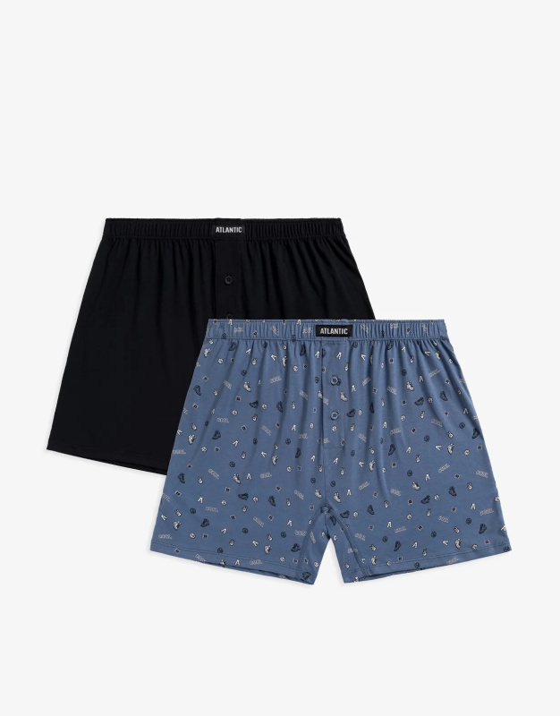 Boxerky Atlantic 2MBX-045 A'2 S-2XL MODRO-ČERNÁ M