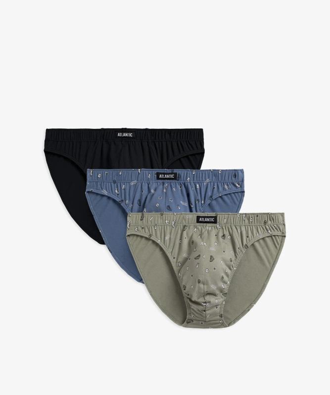 Kalhotky Atlantic 3MP-164 A'3 S-2XL khaki-černá-modrá M