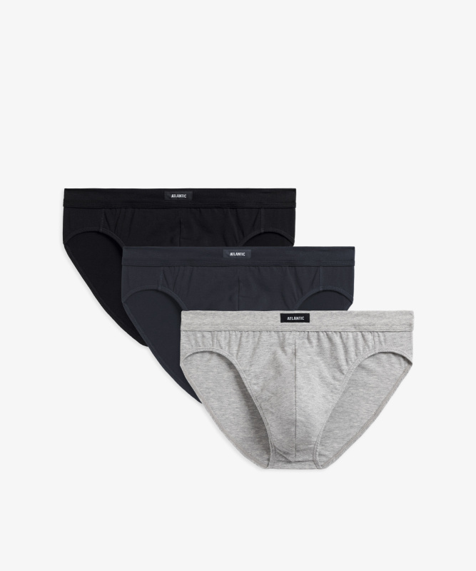 Pánské slipy Atlantic 3MP-163 A'3 M-2XL černá-grafitová-emeraldová M