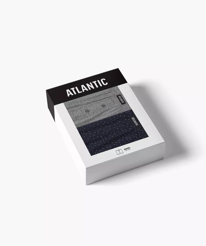 Pánské boxerky Atlantic 2MBX-061 A'2 S-2XL námořnická modrošedá melanž S
