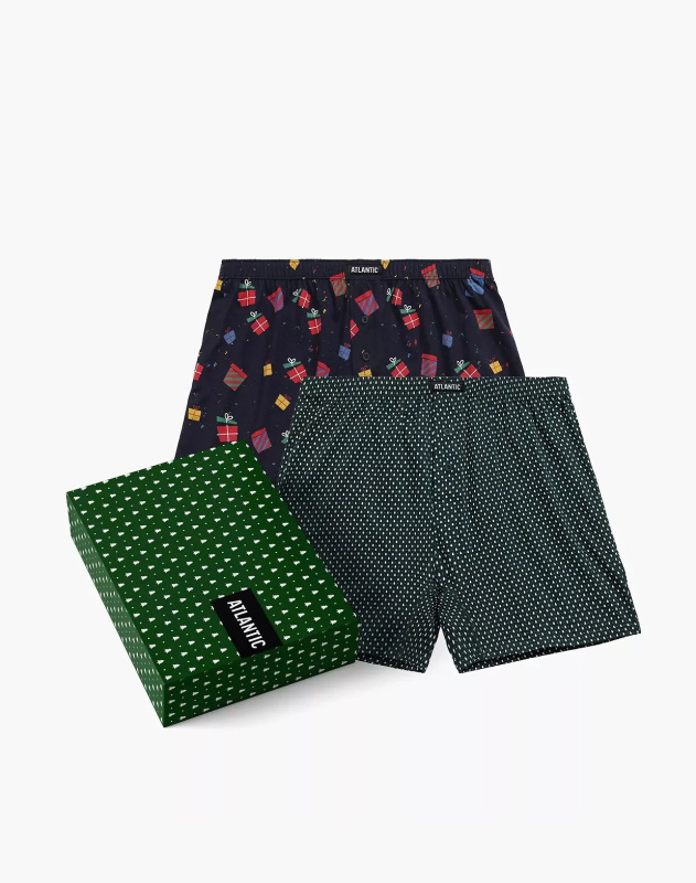 Pánské boxerky Atlantic 2GMB-006 A'2 S-2XL tmavě modrá a smaragdová S