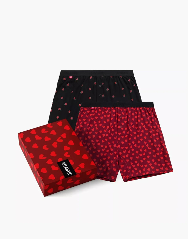Pánské boxerky Atlantic 2GMB-009 A'2 S-2XL černo-vínový S