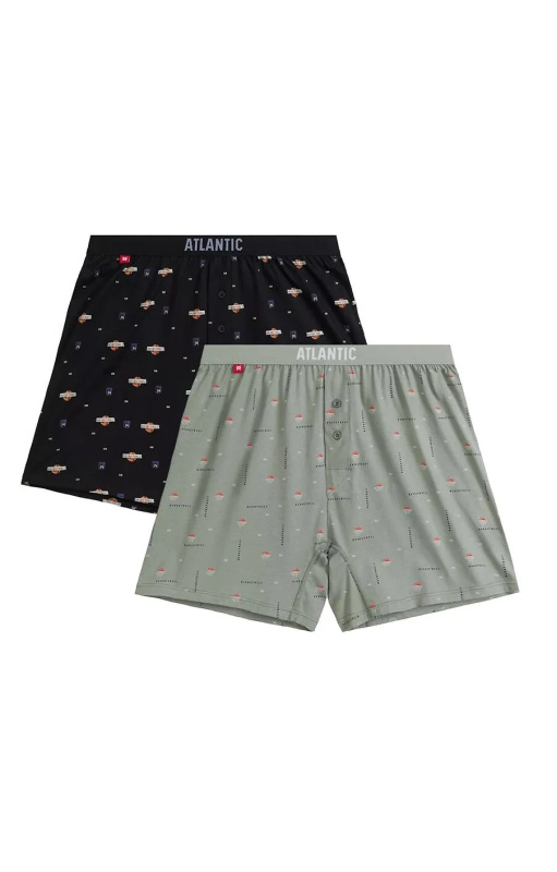 Boxerky Atlantic 2MBX-075 A'2 S-2XL černo-zelená XL