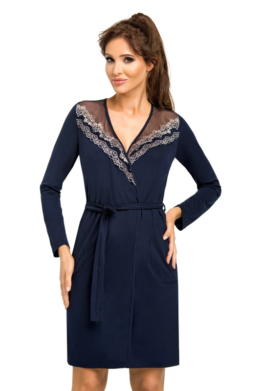 Dámský župan Donna Jasmine dark blue Barva: Modrá - tmavě, Velikost: L