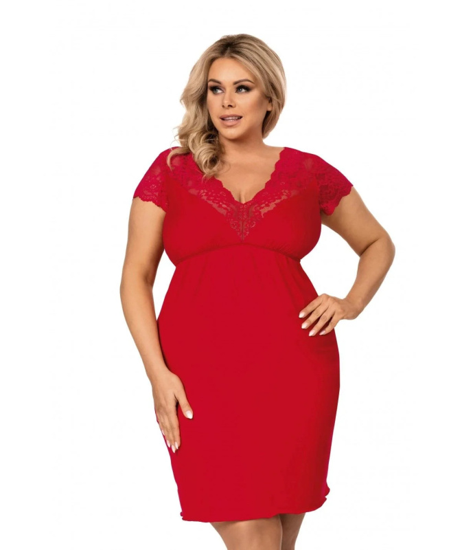 Dámská noční košilka Tess red plus - Donna červená 5XL