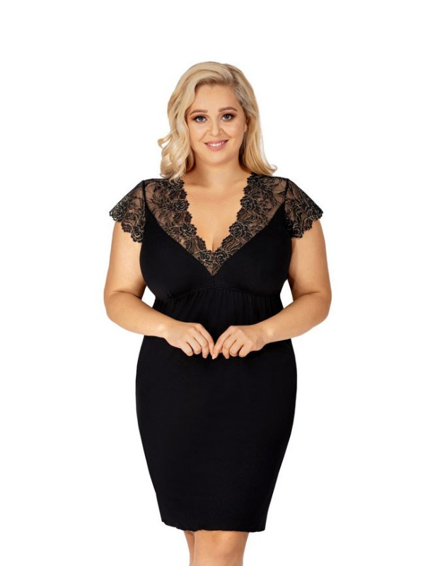 Noční košilka Donna Sharon Plus black Barva: Černá, Velikost: 6XL