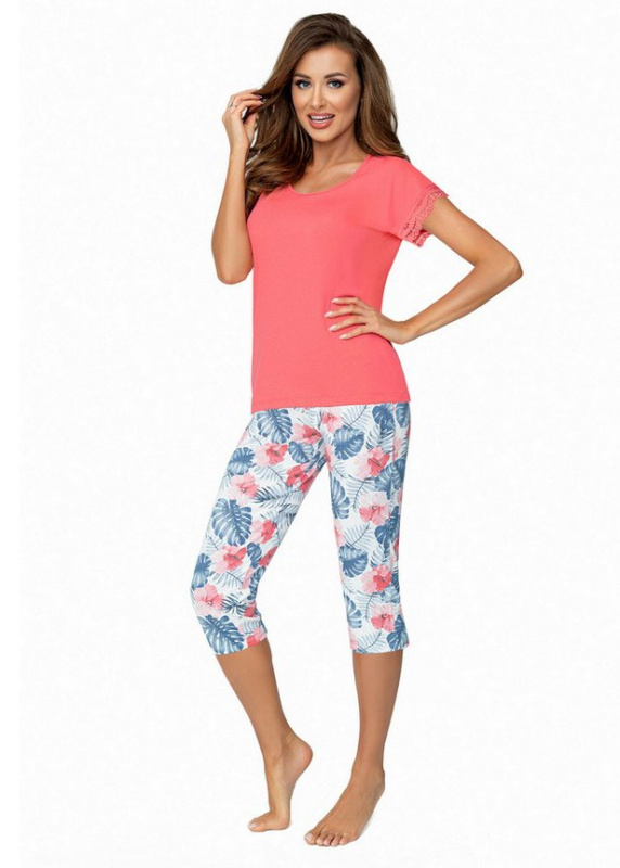 Dámské pyžamo Donna Mila Coral 3/4 n. Barva: Červená, Velikost: 2XL