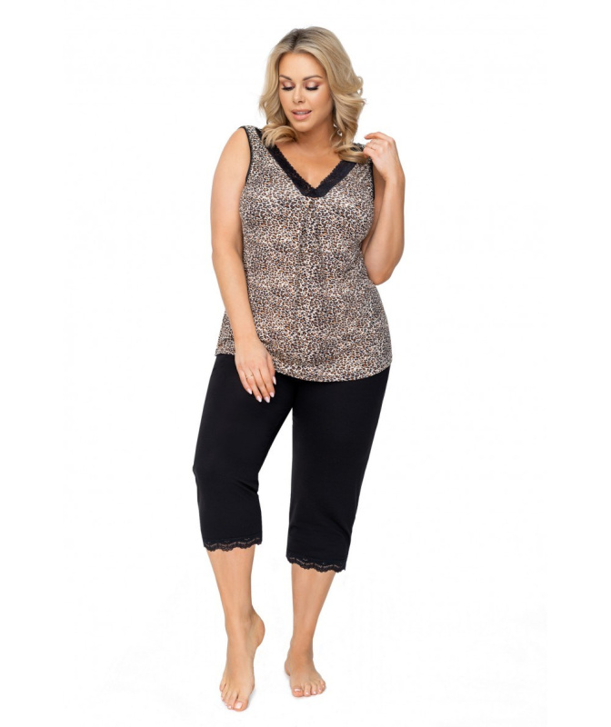 Dámské pyžamo Donna Omena Plus Barva: Černá, Velikost: 3XL