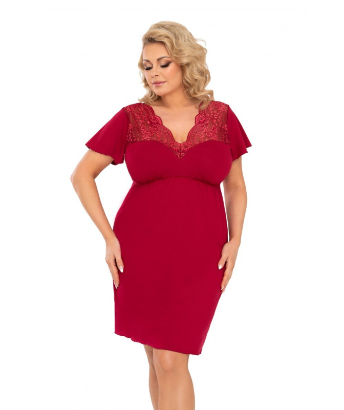 Noční košilka Donna Doris Plus bordó Barva: Bordó, Velikost: 4XL