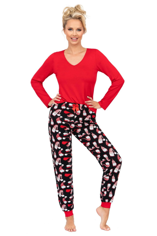 Dámské pyžamo Santi long red - Donna červená L