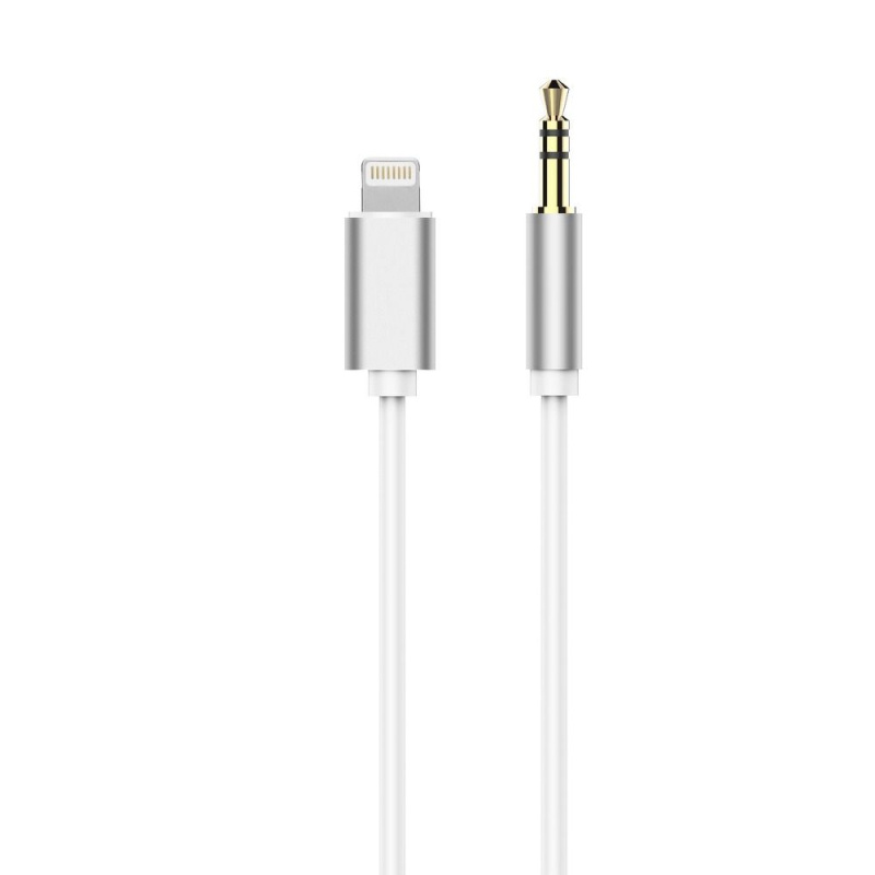 OEM AUX Lightning (samec) na Jack 3,5 mm (samec) bílý kabel