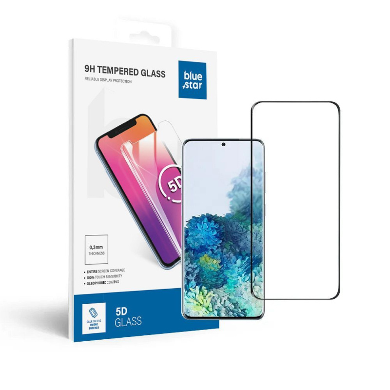 Tvrzené sklo Blue Star 5D Samsung Galaxy S20+ (full glue/case friendly) - černé