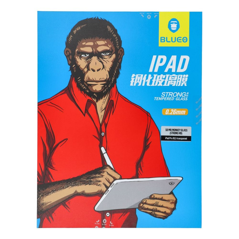 Blueo Tvrzené sklo 5D Mr. Monkey Glass Apple iPad Pro 10.5 transparent (Strong HD)