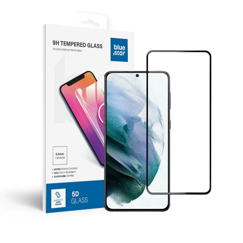 Tvrzené sklo Blue Star 5D - Samsung Galaxy S21 (full glue/case friendly) - černé