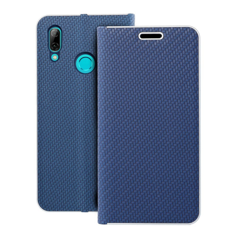 OEM Pouzdro Forcell LUNA Book Carbon HUAWEI P Smart 2019 modré