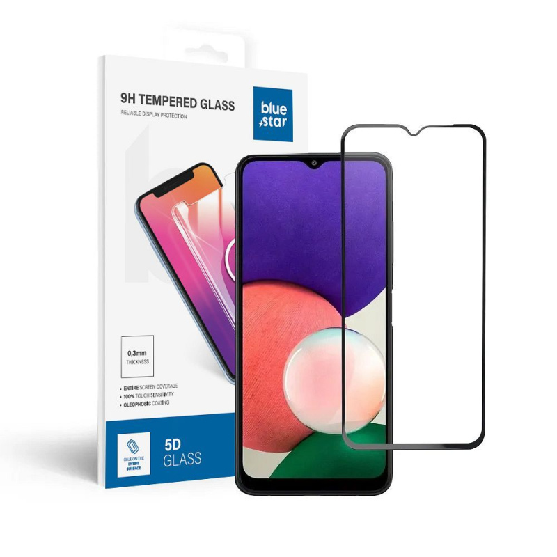Tvrzené sklo Blue Star 5D Samsung Galaxy A22 5G (full glue/case friendly) - černé