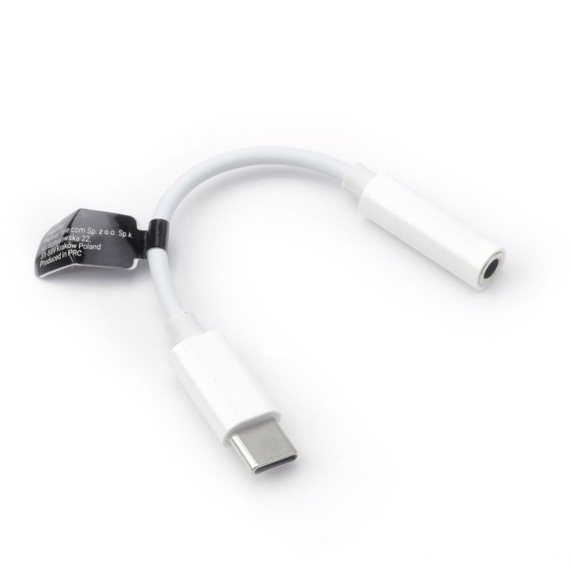 OEM Adaptér AUX typ C (samec) na jack 3,5 mm (samice) BOX bílý