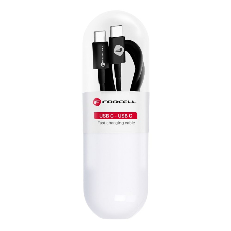 FORCELL kabel Typ C na Typ C 3.0 QC Power Delivery PD48W C293 TUBA černý 1 metr
