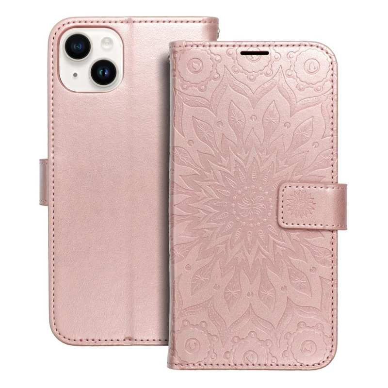 OEM Pouzdro Forcell MEZZO Book APPLE IPHONE 14 Max ( 6.7" ) mandala zlato růžové